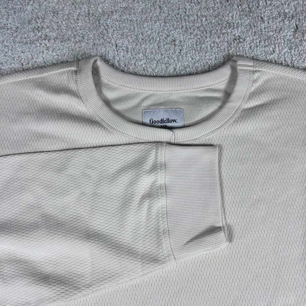 Goodfellow & Co Mens Vintage Textured Crew Long Sleeve Shirt Cream Size 3XL